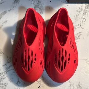 Red Yeezy foam runners